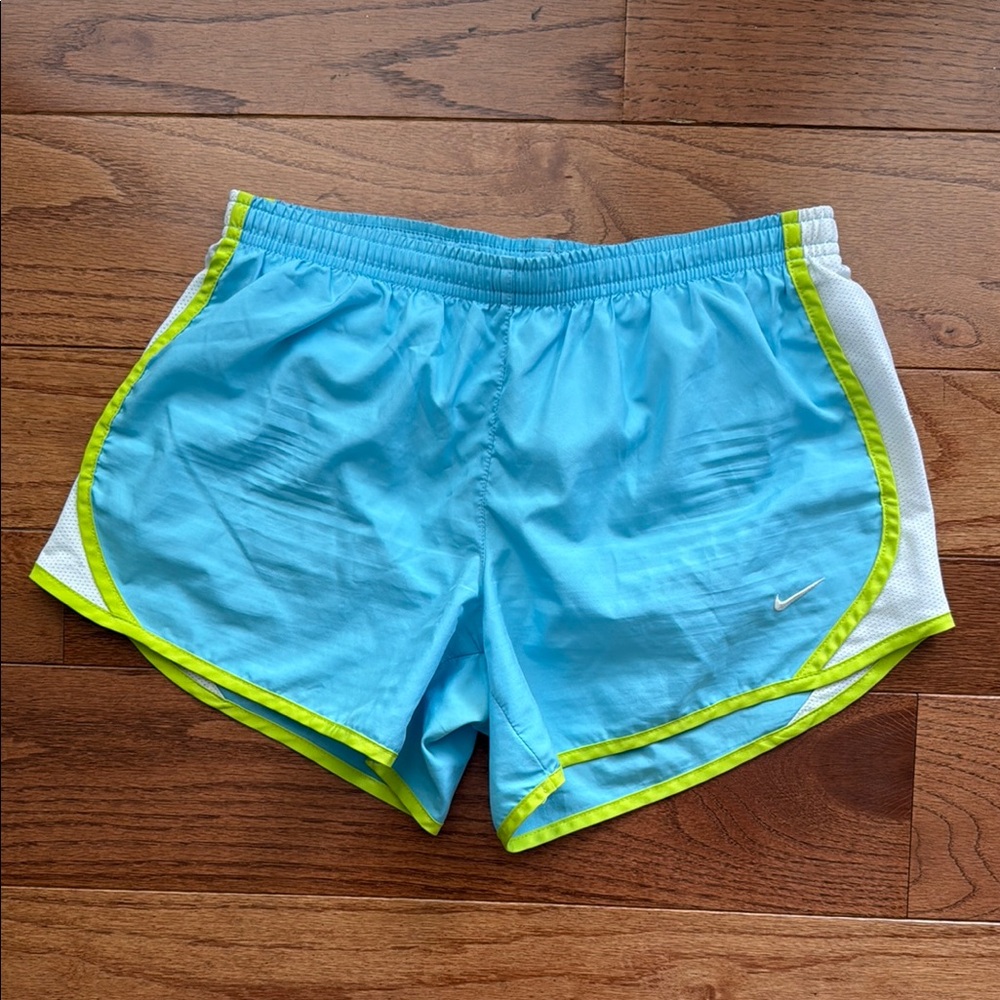 Nike Blue and Lime Dri-Fit Running Shorts